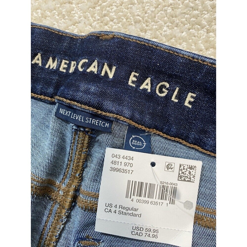 American Eagle Kick Boot Jeans Womens 4 Blue Medium Wash Mid Rise Stretch Denis - Picture 6 of 14